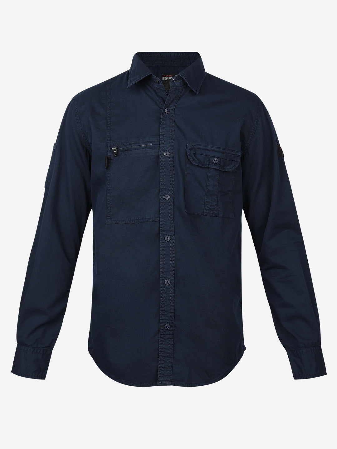 Spykar Blue Regular Fit Full Sleeves Cotton Solid Shirt For Men