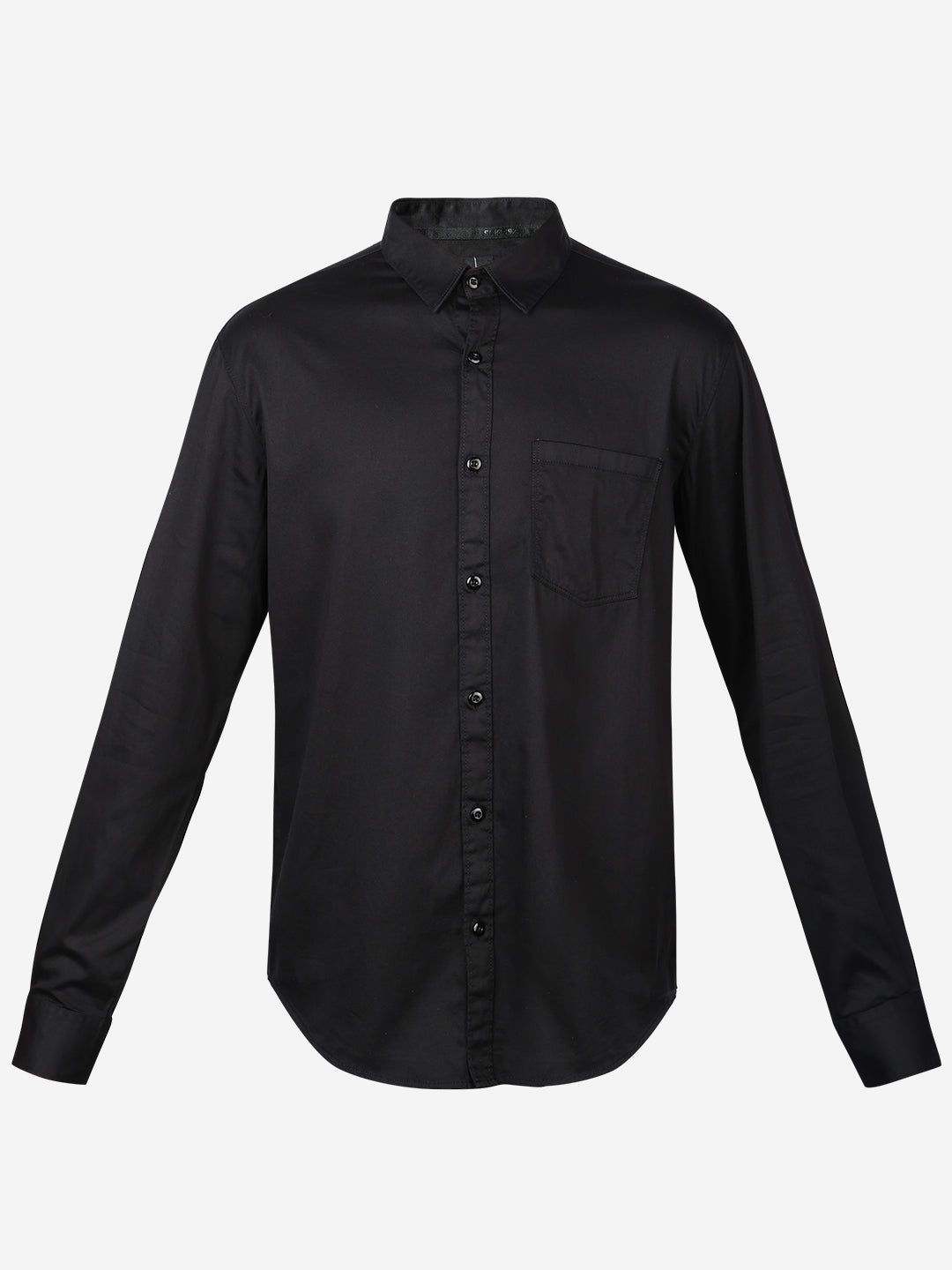 Spykar Black Slim Fit Full Sleeves Cotton Solid Shirt For Men