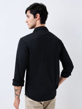 Men Shirt Solid Black Slim Fit