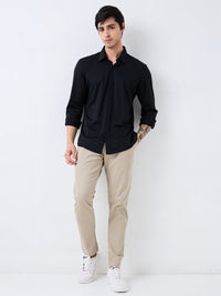 Men Shirt Solid Black Slim Fit