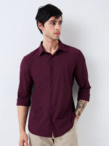 Men Shirt Solid Red Slim Fit