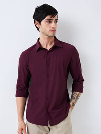 Men Shirt Solid Red Slim Fit