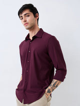 Men Shirt Solid Red Slim Fit