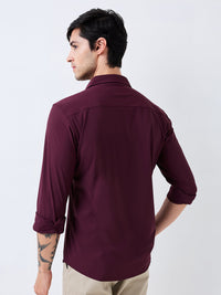 Men Shirt Solid Red Slim Fit
