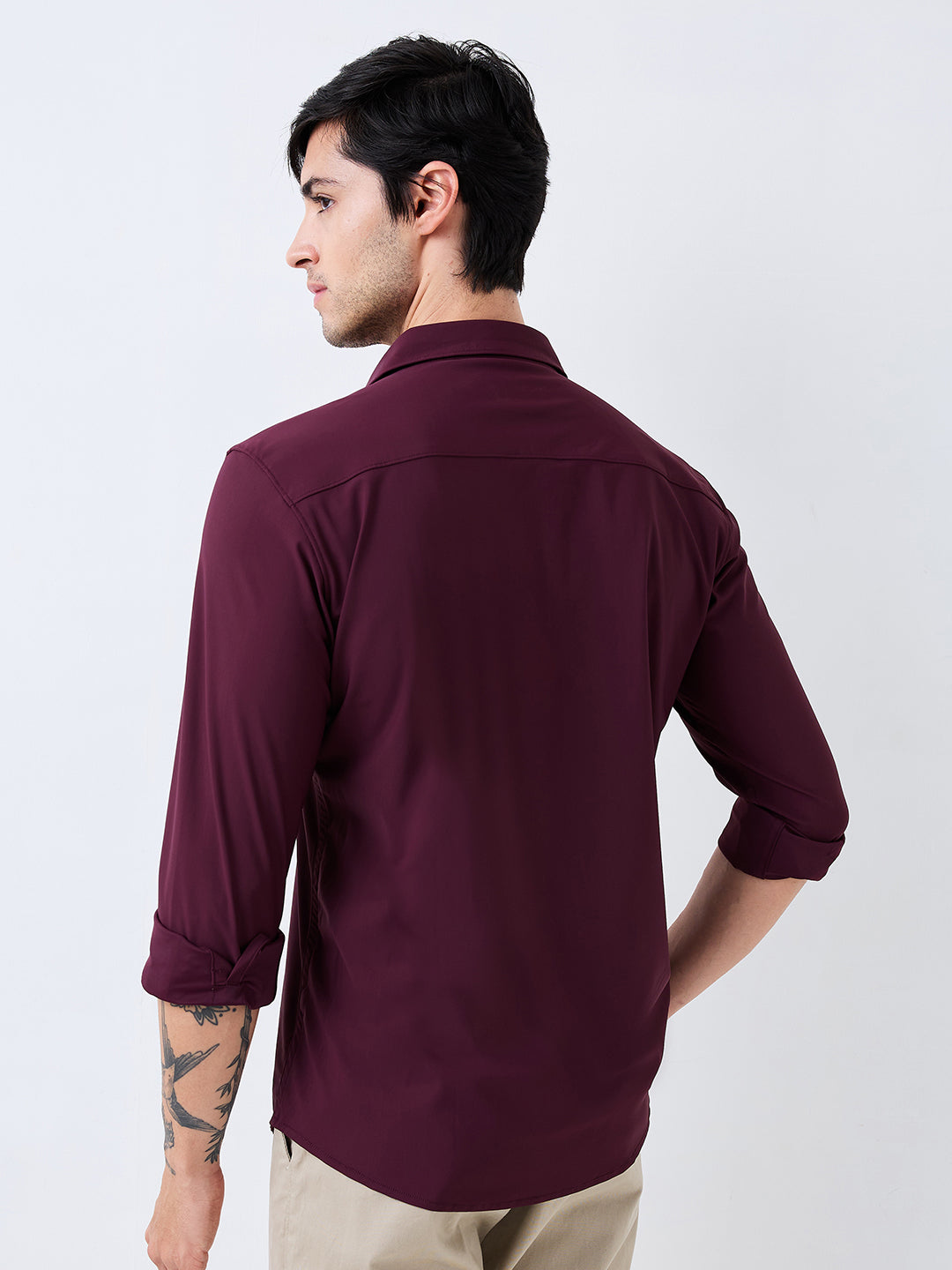 Men Shirt Solid Red Slim Fit