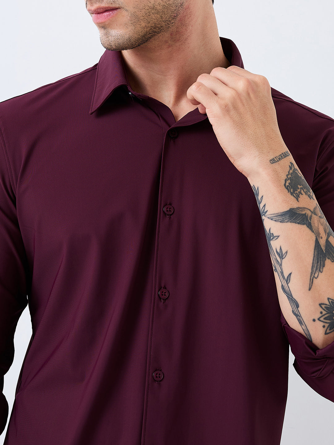 Men Shirt Solid Red Slim Fit