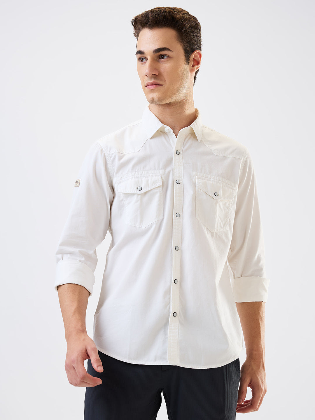 Men Shirt Solid White Slim Fit