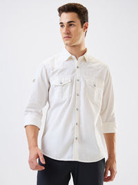 Men Shirt Solid White Slim Fit