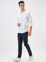 Men Shirt Solid White Slim Fit