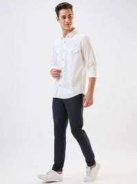 Men Shirt Solid White Slim Fit