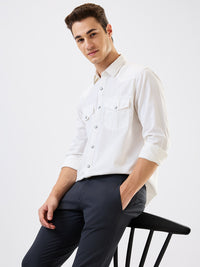 Men Shirt Solid White Slim Fit
