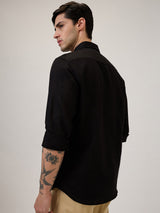 Spykar Slim Fit Black Solid Casual Shirt For Men