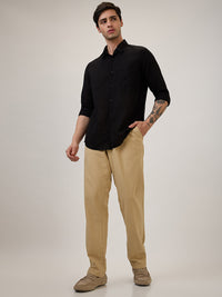 Spykar Slim Fit Black Solid Casual Shirt For Men