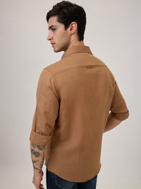 Spykar Slim Fit Brown Solid Casual Shirt For Men