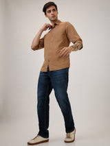 Spykar Slim Fit Brown Solid Casual Shirt For Men