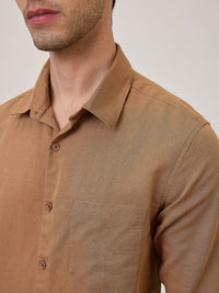 Spykar Slim Fit Brown Solid Casual Shirt For Men