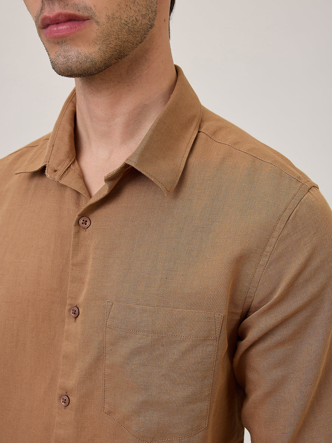 Spykar Slim Fit Brown Solid Casual Shirt For Men