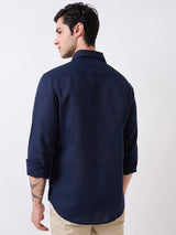 Men Blue Full Sleeves Slim Fit Solid Shirt