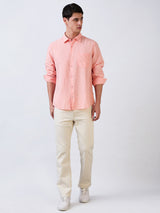 Men Pink Slim Fit Solid Full Sleeve Shirt