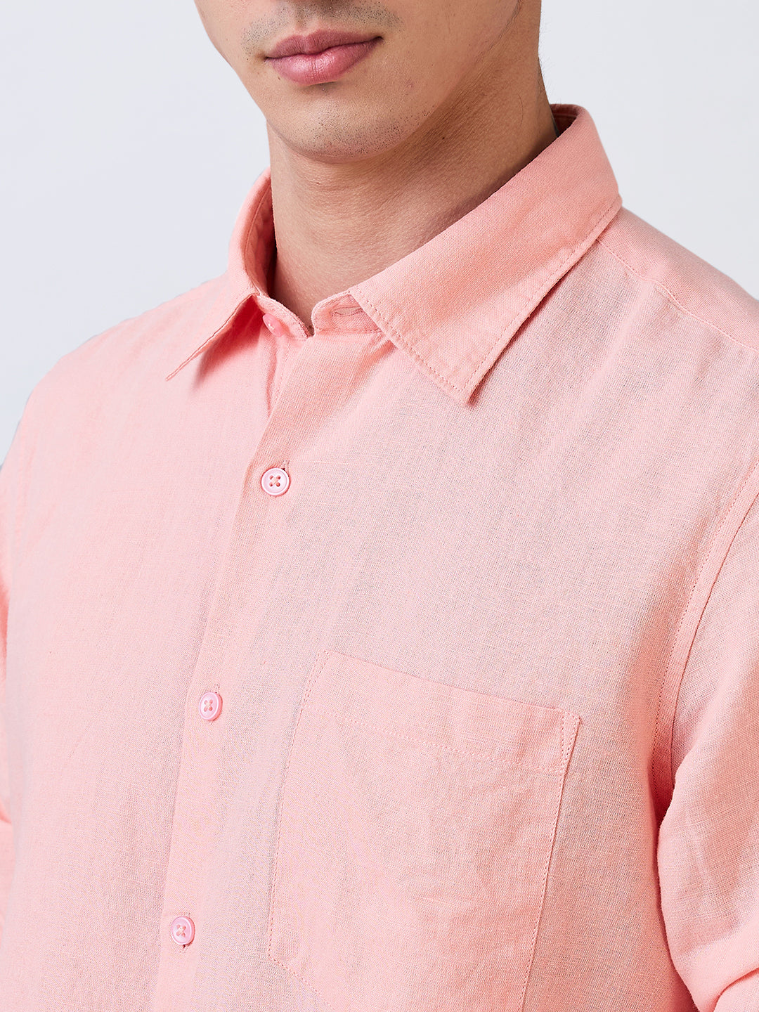 Spykar Pink Slim Fit Solid Full Sleeve Shirt For Men