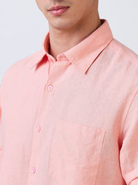 Men Pink Slim Fit Solid Full Sleeve Shirt