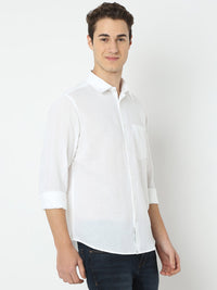 Men Shirt Solid White Slim Fit