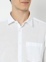 Men Shirt Solid White Slim Fit
