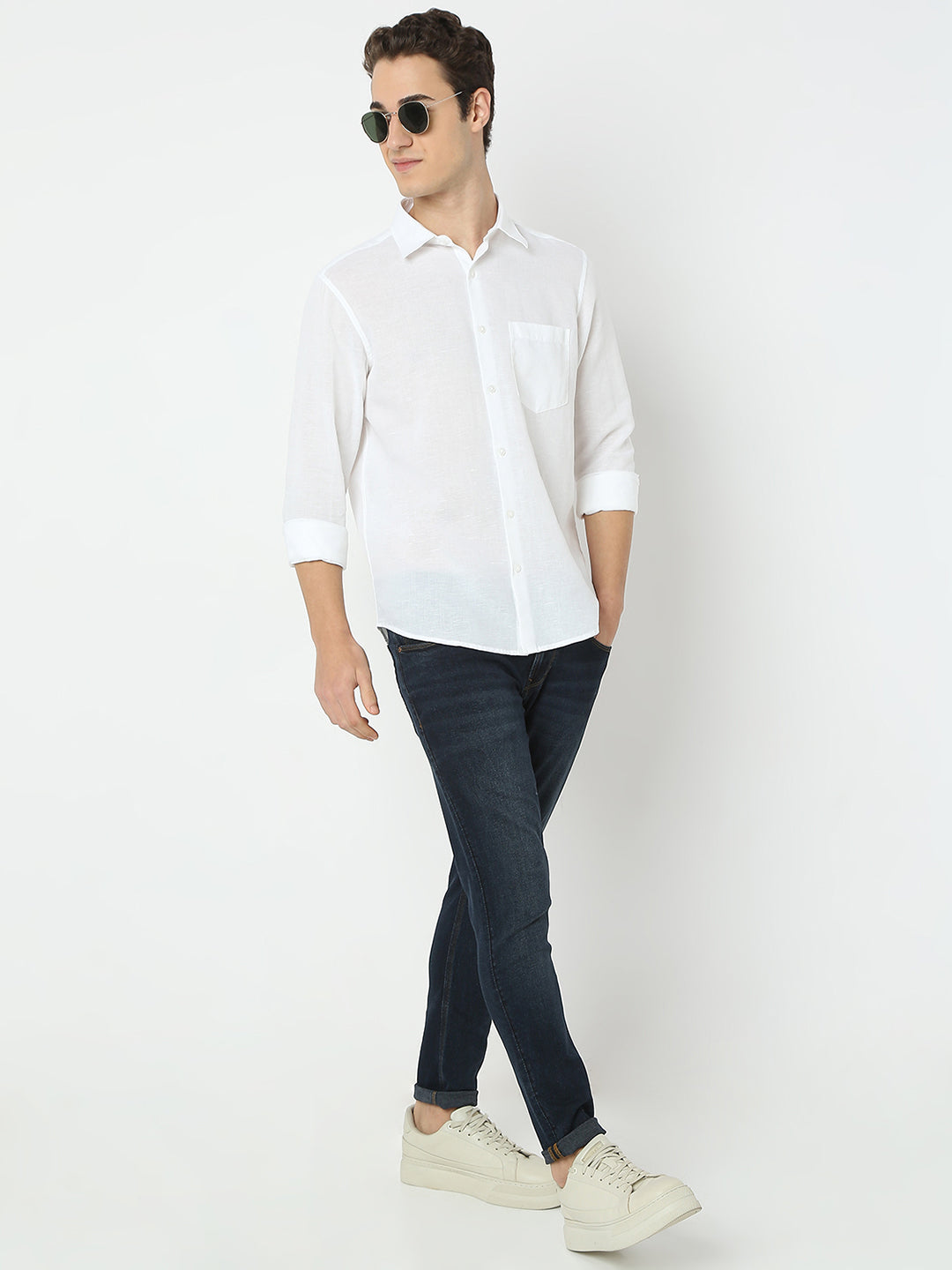 Men Shirt Solid White Slim Fit