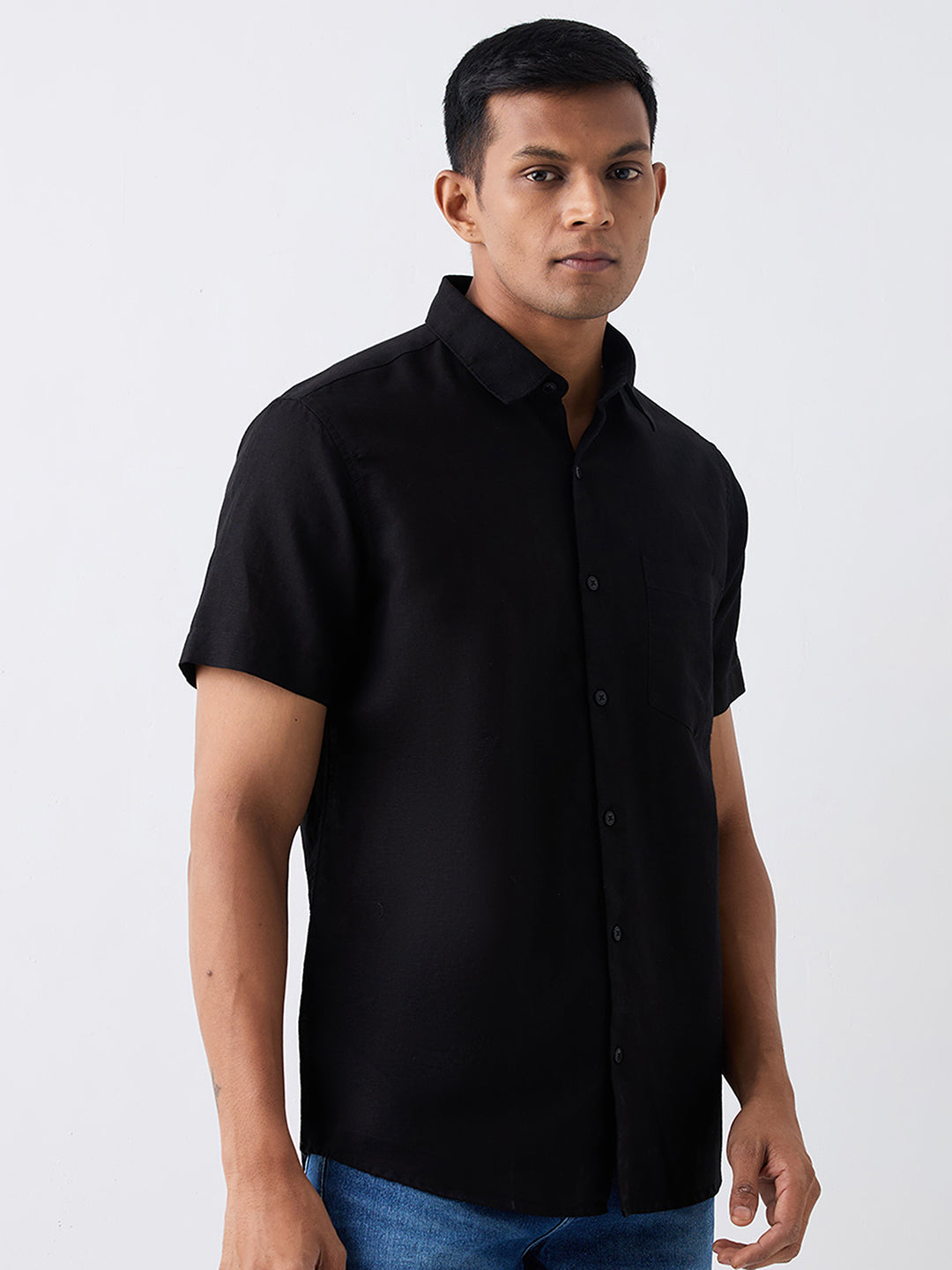 Men Black Slim Fit Casual Shirt