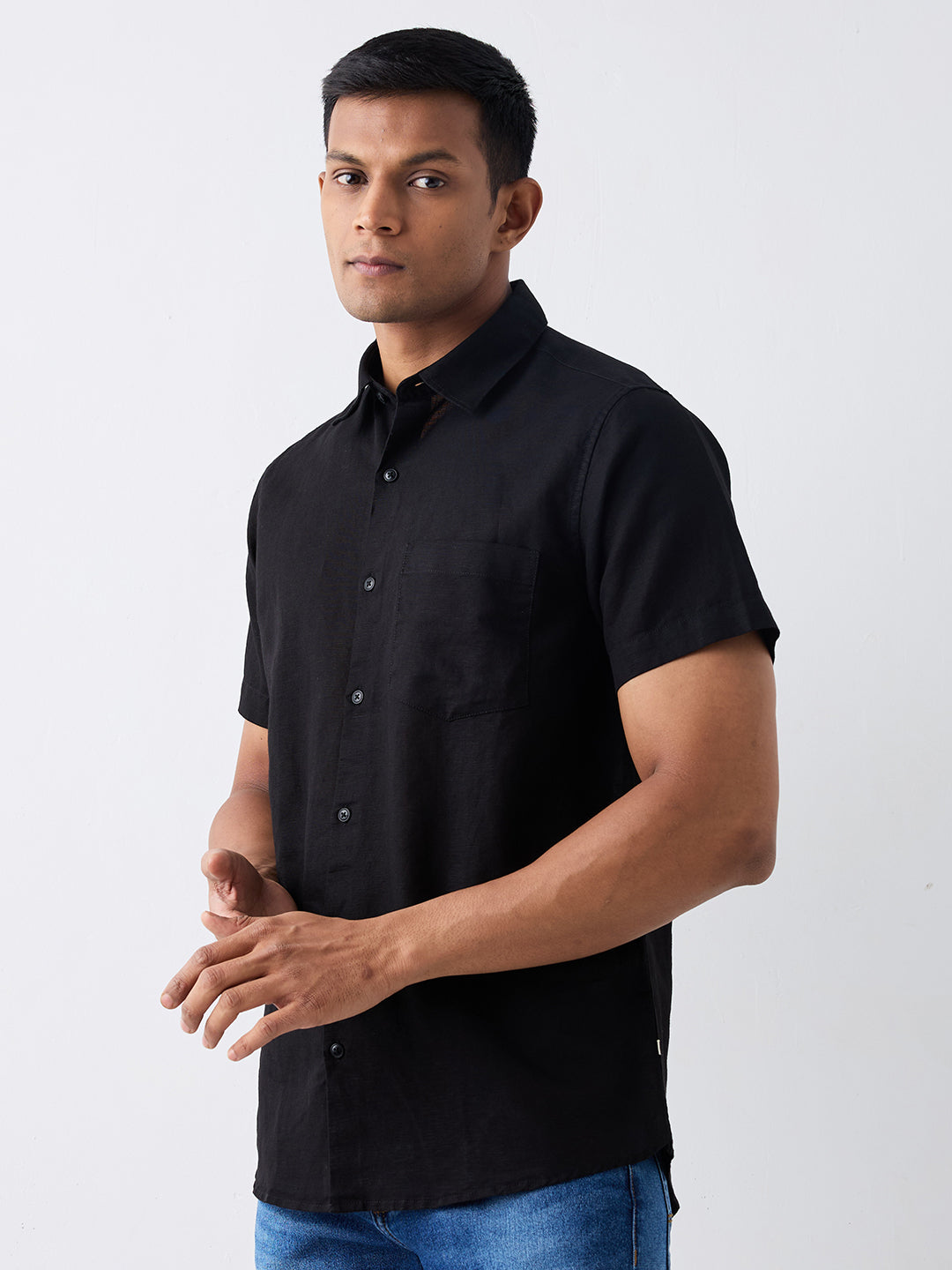 Spykar Black Slim Fit Casual Shirt For Men