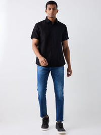 Men Black Slim Fit Casual Shirt