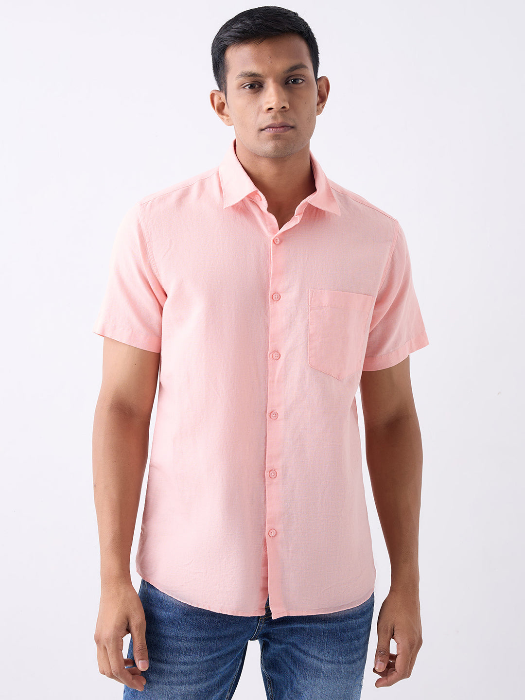 Men Pink Slim Fit Casual Shirt