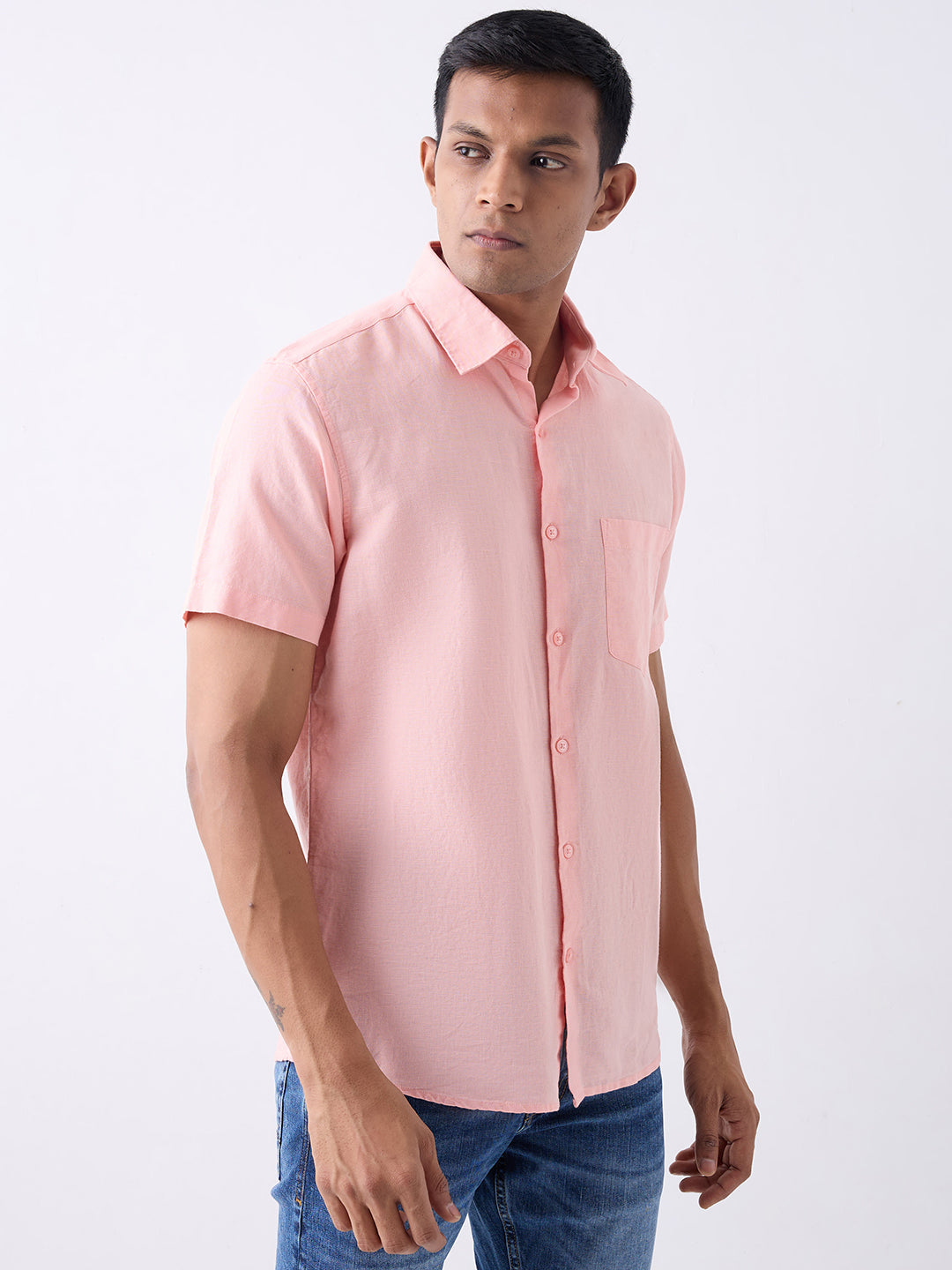 Men Pink Slim Fit Casual Shirt