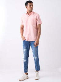 Men Pink Slim Fit Casual Shirt