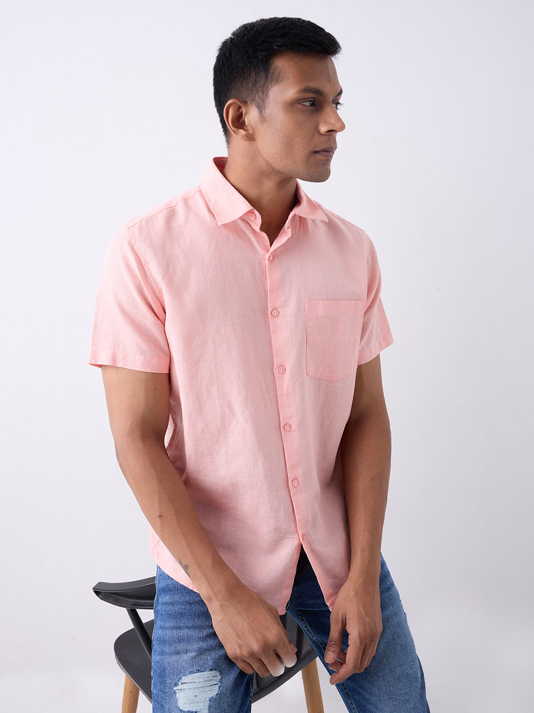 Spykar Pink Slim Fit Casual Shirt For Men