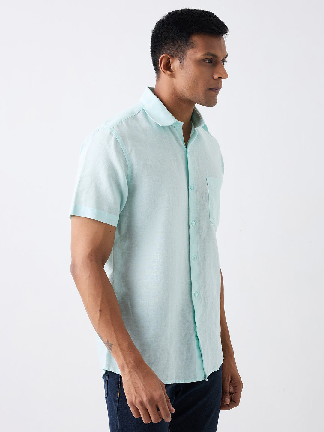 Men Green Slim Fit Casual Shirt