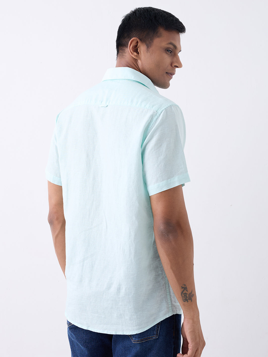 Men Green Slim Fit Casual Shirt