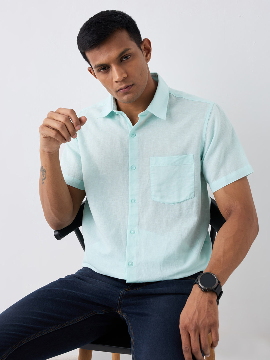 Spykar Green Slim Fit Casual Shirt For Men