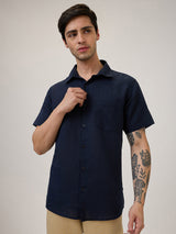 Spykar Slim Fit Blue Solid Casual Shirt For Men