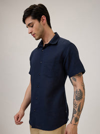 Spykar Slim Fit Blue Solid Casual Shirt For Men