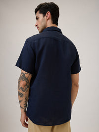 Spykar Slim Fit Blue Solid Casual Shirt For Men