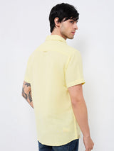 Men Yellow Slim Fit Solid Half Sleeve Shirt