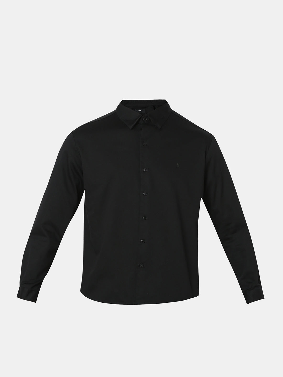 Spykar Black Slim Fit Solid Full Sleeve Shirt For Men