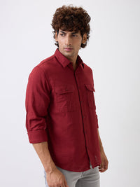 Men Shirt Red Slim Fit