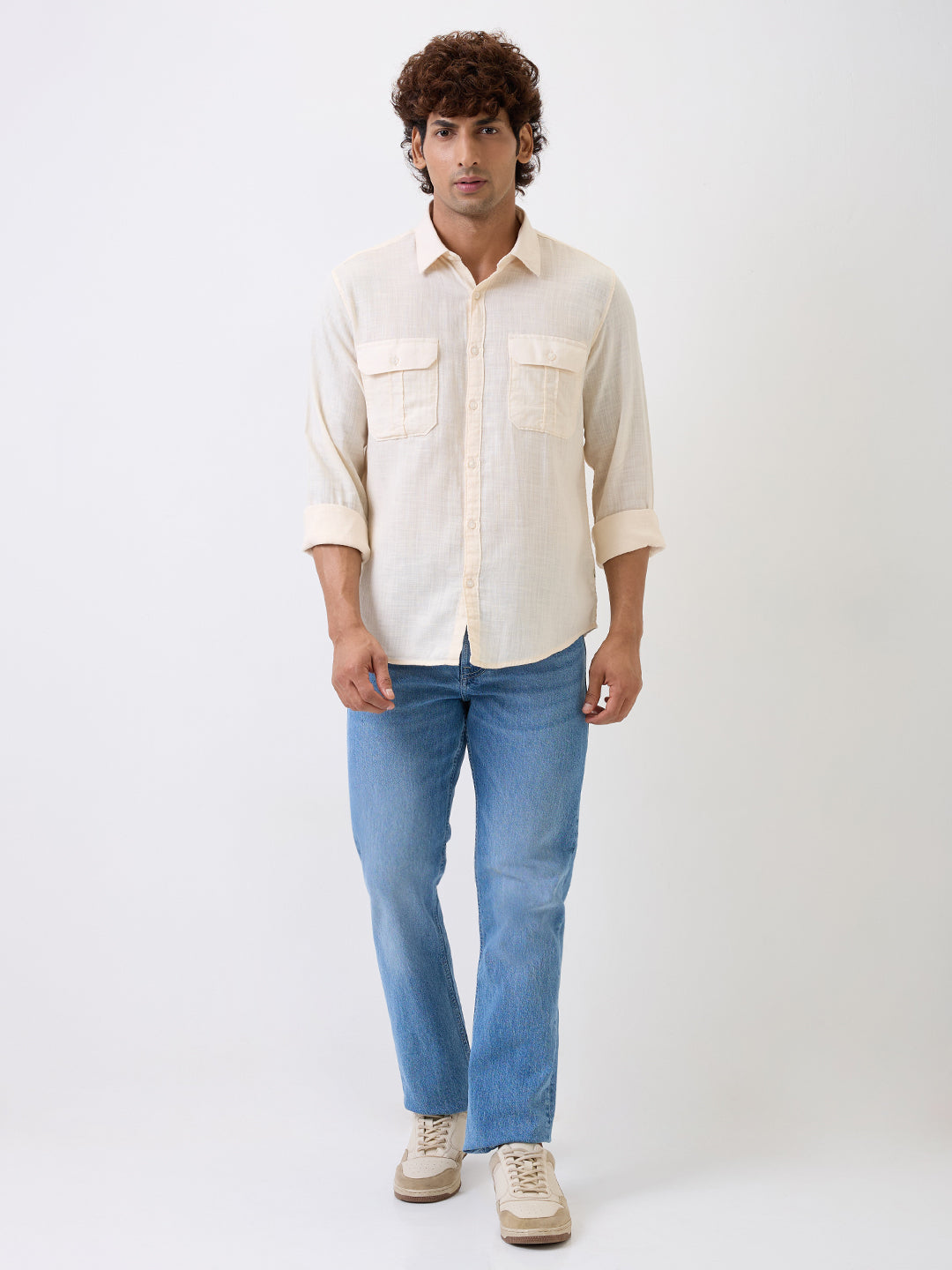Spykar White Slim Fit Casual Shirt For Men