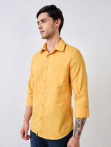 Men Yellow Full Sleeves Slim Fit Shirt