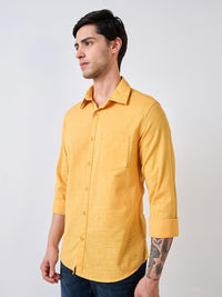 Men Yellow Full Sleeves Slim Fit Shirt