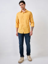 Men Yellow Full Sleeves Slim Fit Shirt