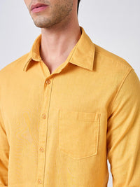 Men Yellow Full Sleeves Slim Fit Shirt