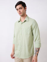 Men Green Full Sleeves Slim Fit Shirt